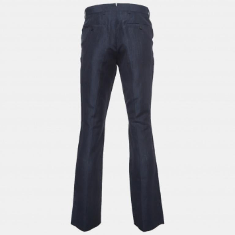 De los hombres Burberry Pantalones clásicos de mezcla de lino azul marino M en venta