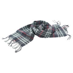 Burberry Navy Blue Nova Check Cashmere Classic Scarf 731bur324