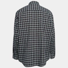 Burberry Navy Blue Plaid Cotton Button-Down Shirt XXL