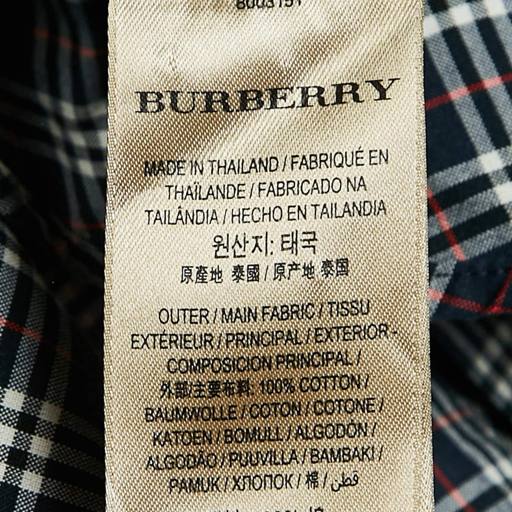 Burberry - Camicia Button-Down in cotone a quadri blu navy XXL in vendita 1