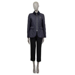 BURBERRY navy blue polyester ONGAR QUILTED RIDING Jacket S