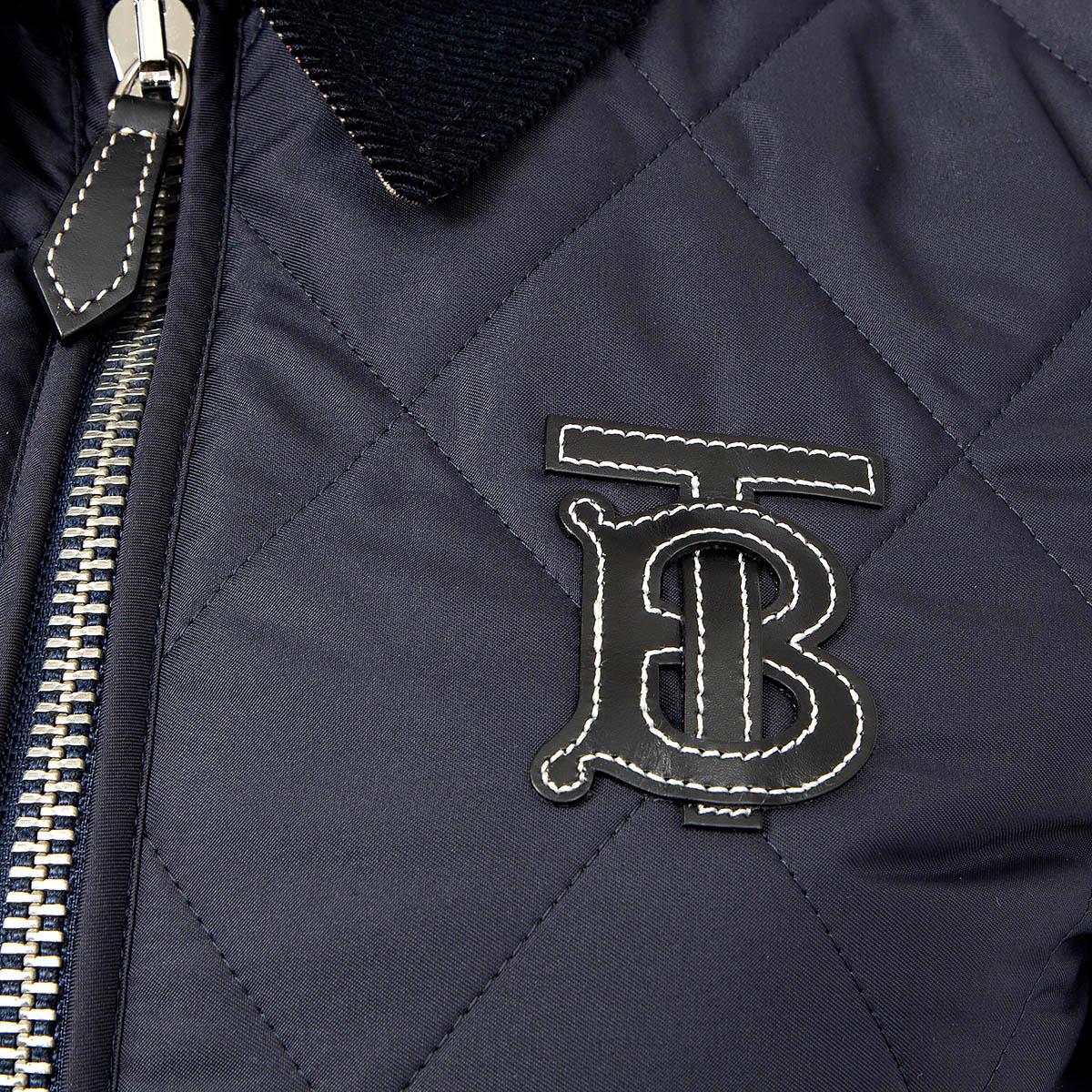 BURBERRY navy blue polyester ONGAR QUILTED RIDING Jacket S For Sale 1