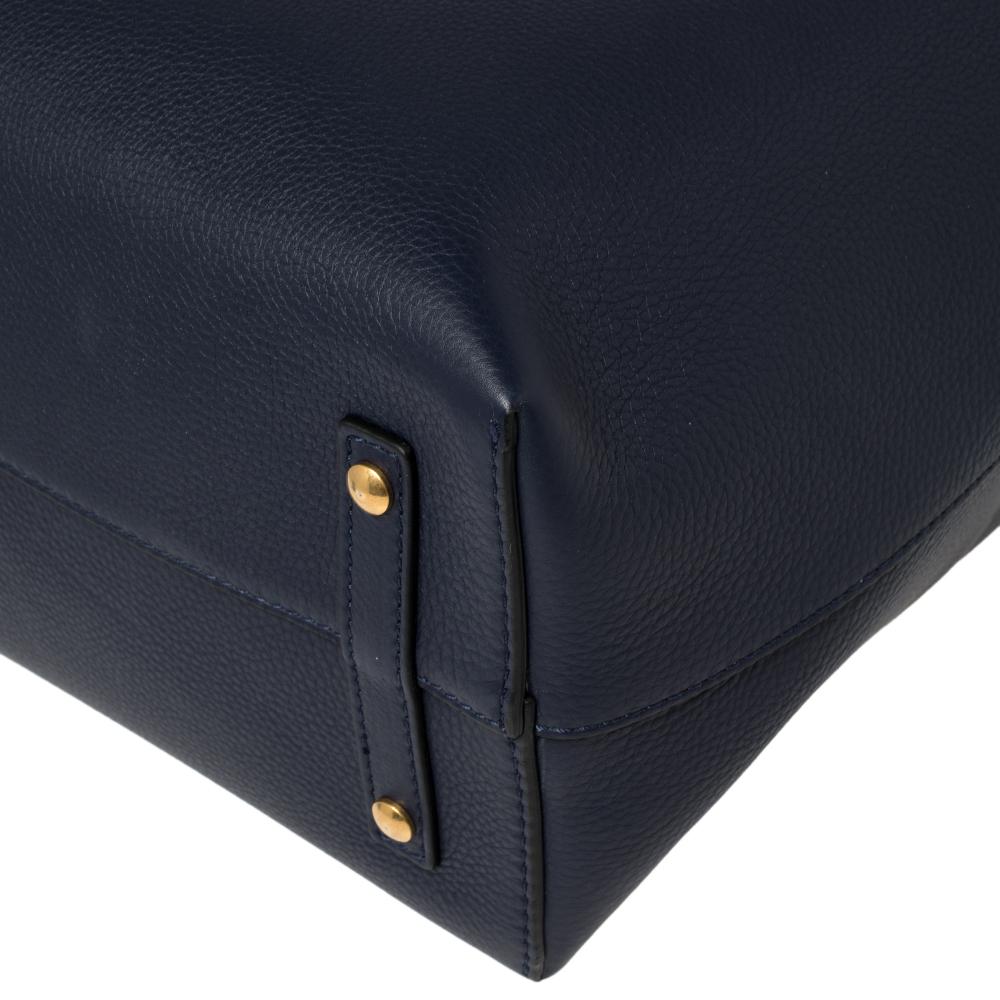 Burberry Navy Blue/White Leather Medium Belt Bag 3