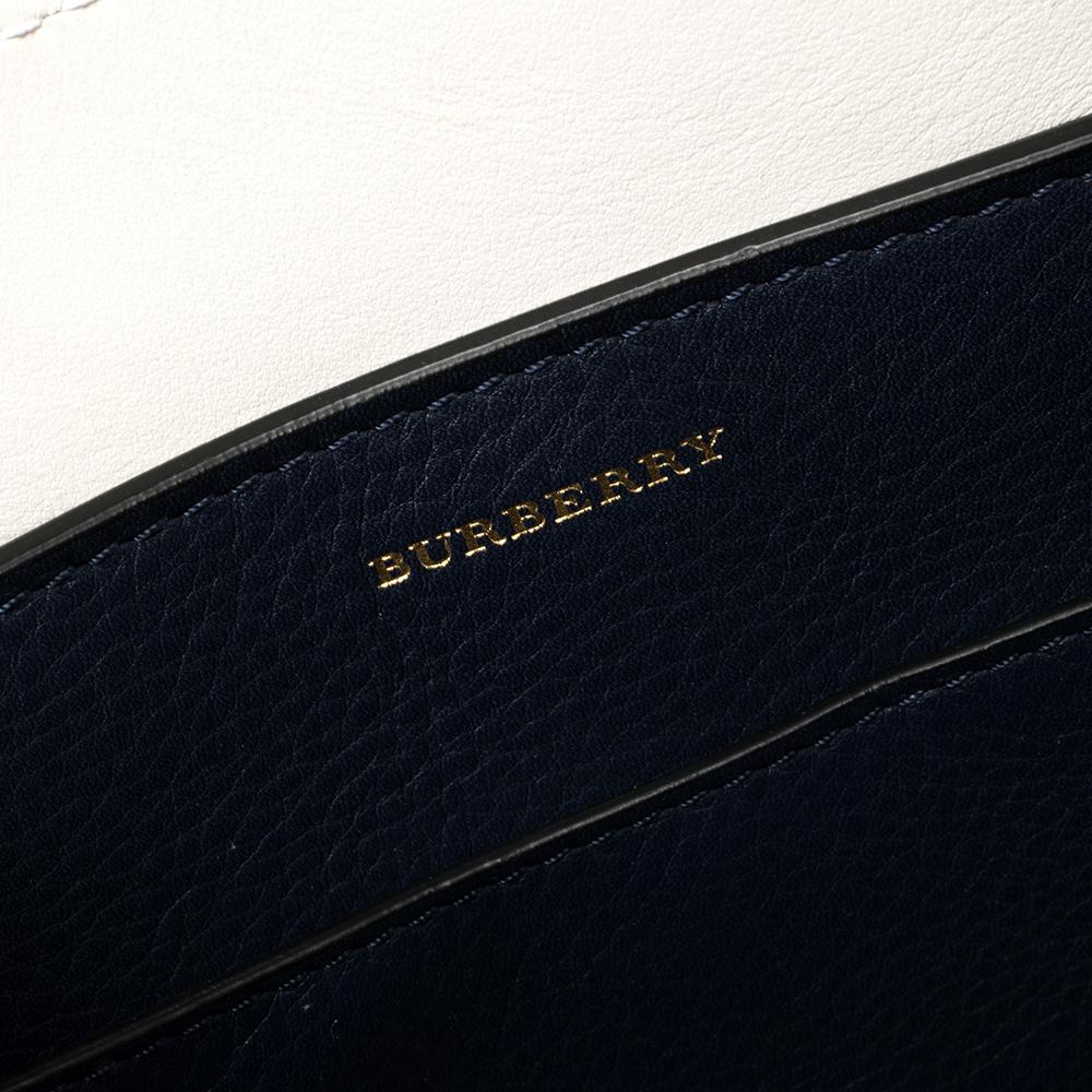 Women's Burberry Navy Blue/White Leather Medium Belt Bag