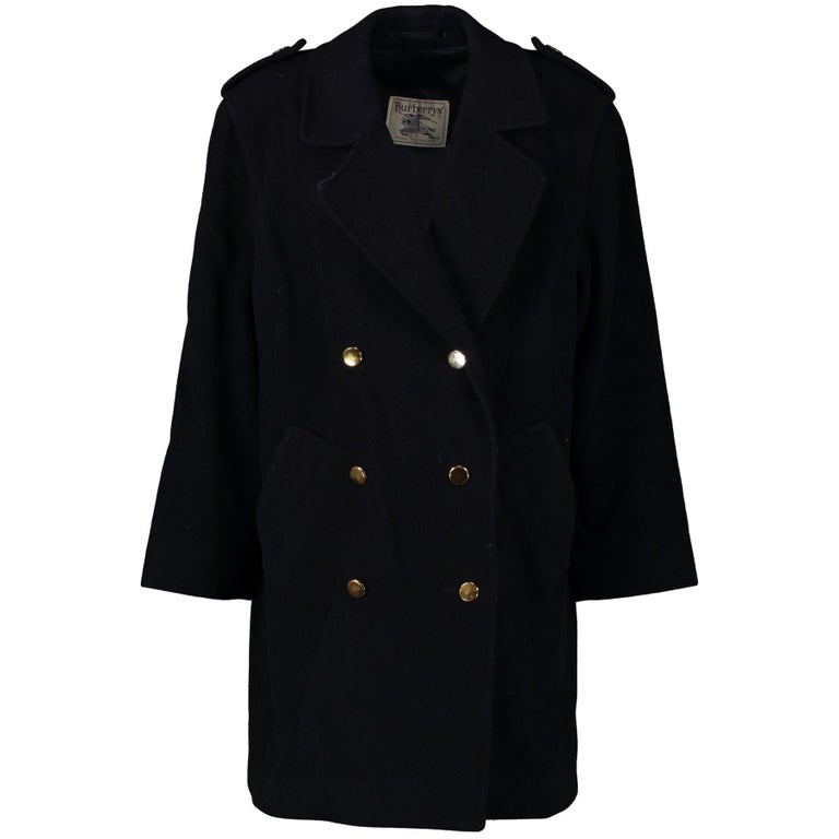 Burberry Navy Blue Wool Coat Size 38 at 1stDibs