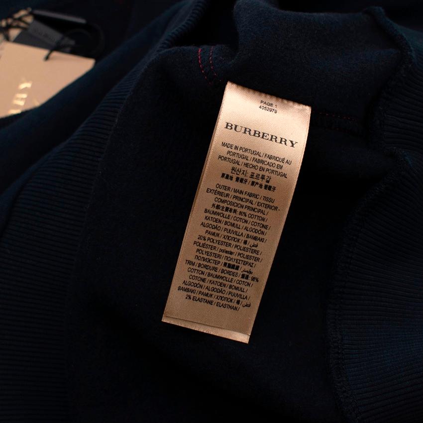 Burberry Navy Cotton Logo Embroidered Sweatshirt In Excellent Condition For Sale In London, GB