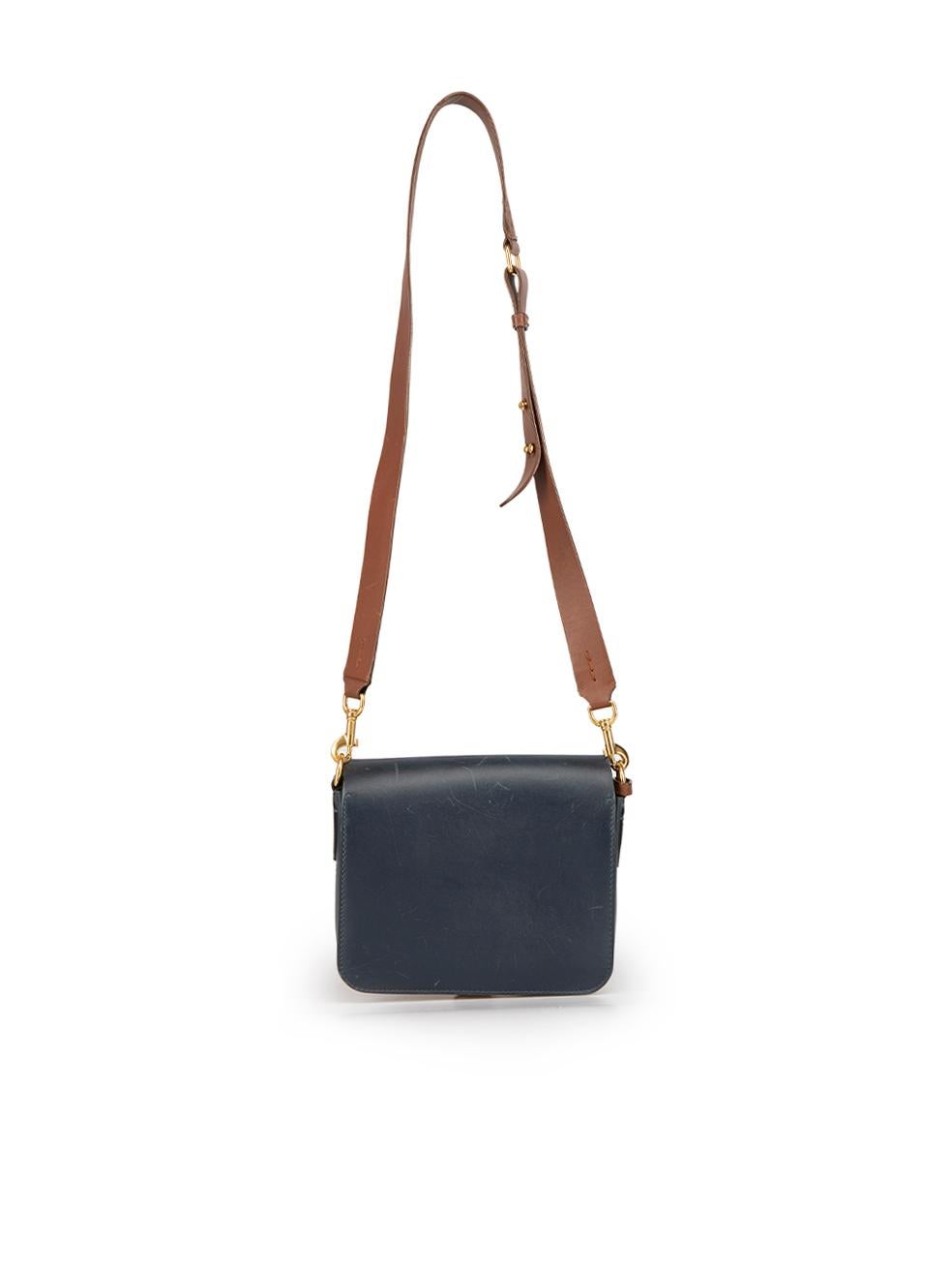 Burberry Navy Leather Crossbody Bag In Good Condition In London, GB