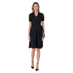 Burberry Navy Midi Short Sleeve Wrap Dress Size L