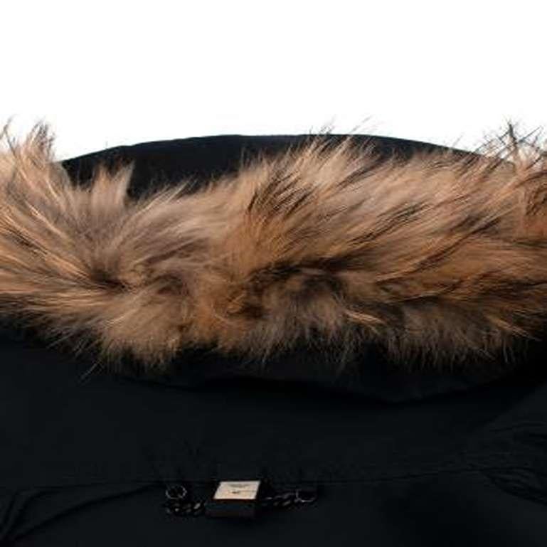 Women's Burberry Navy Parka with Fox Fur Trimmed Hood For Sale