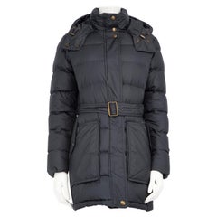 Burberry Navy Puffer Mid Length Belted Coat Size M