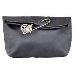 Burberry Navy Satin Pin Clutch