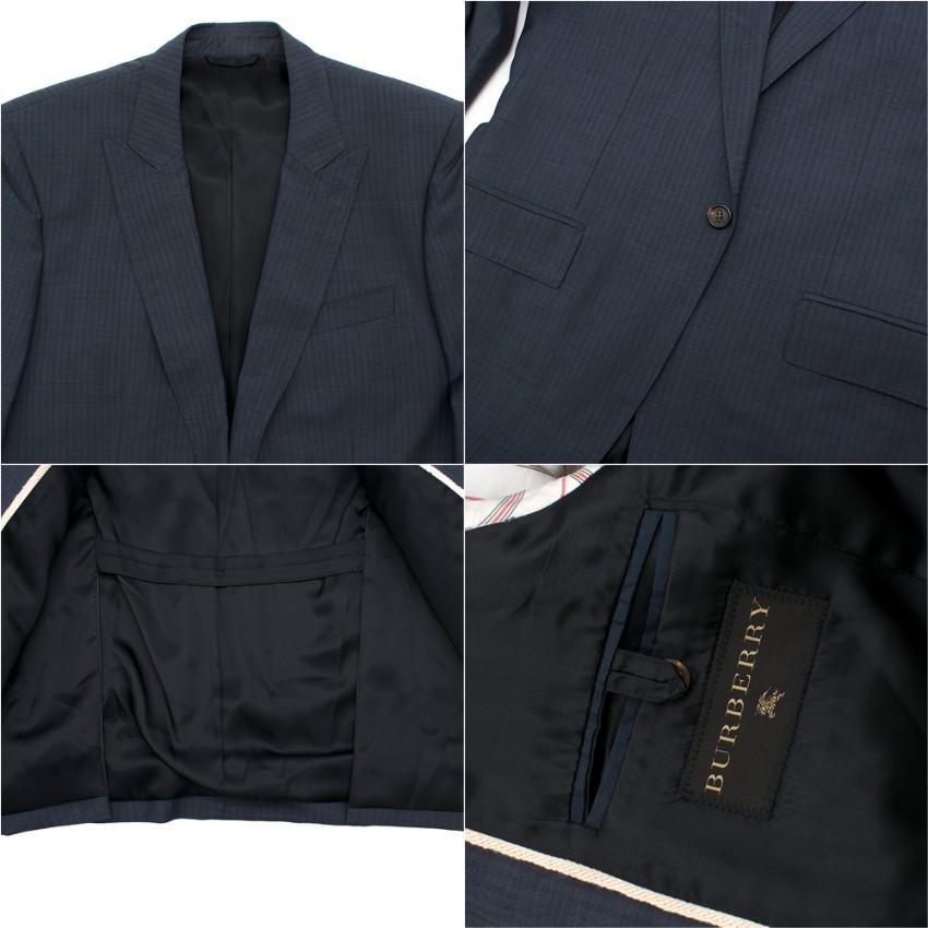 Burberry Navy Striped Two-Piece Wool Single Breasted Suit - Size L EU 50 For Sale 2