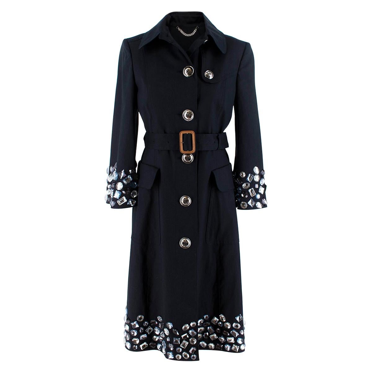 Burberry Navy Trench Coat with beaded details - Us Size 6 For Sale