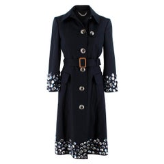 Used Burberry Navy Trench Coat with beaded details - Us Size 6