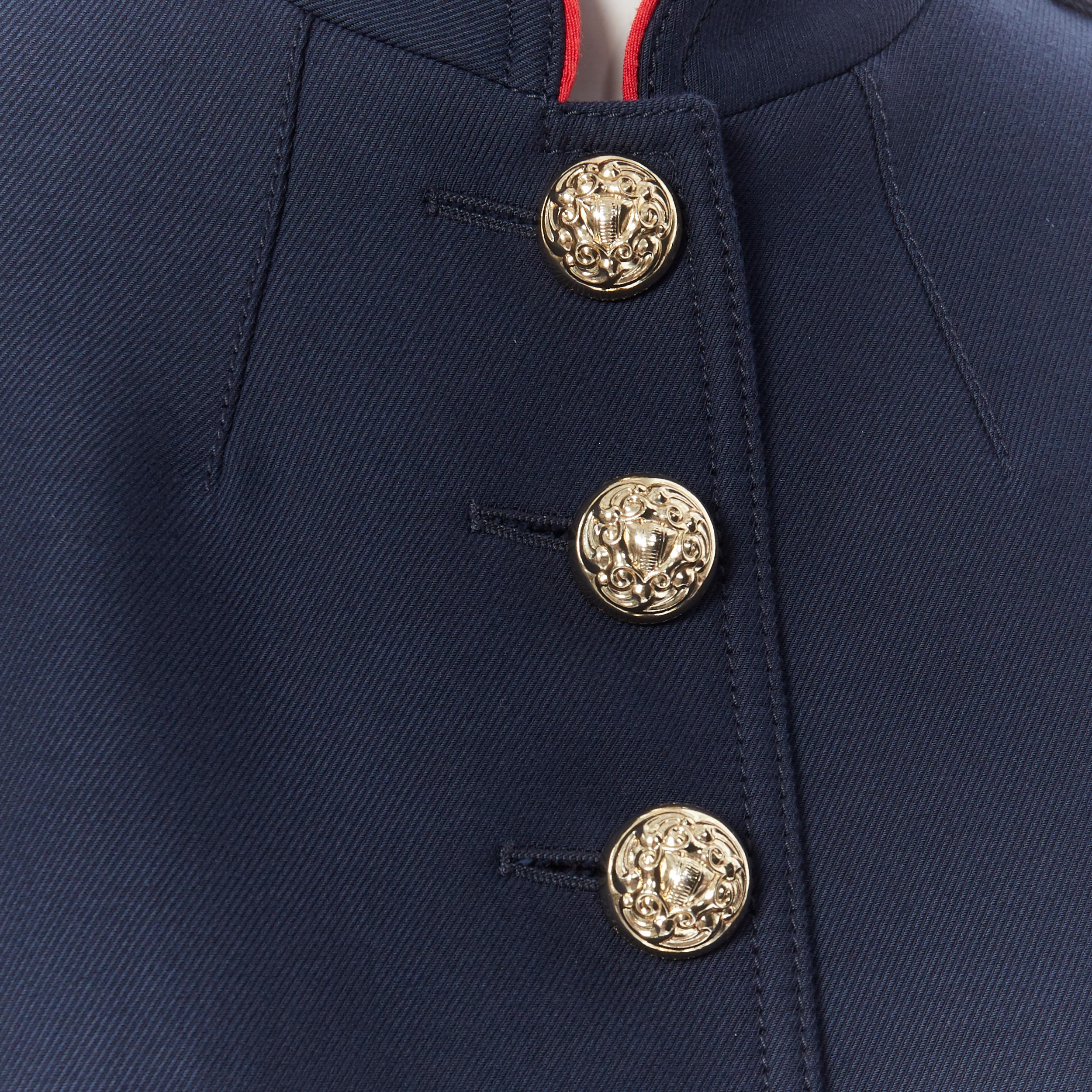 BURBERRY navy wool cotton gold button officer collar military jacket UK6 XS 3