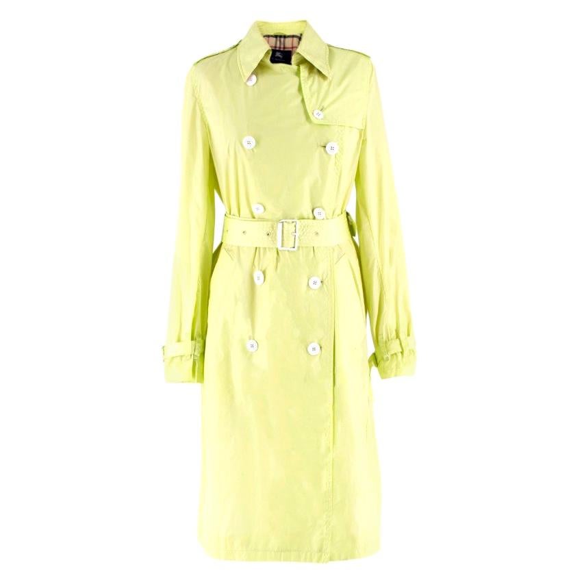 Burberry Neon Green Trench Coat US 0-2