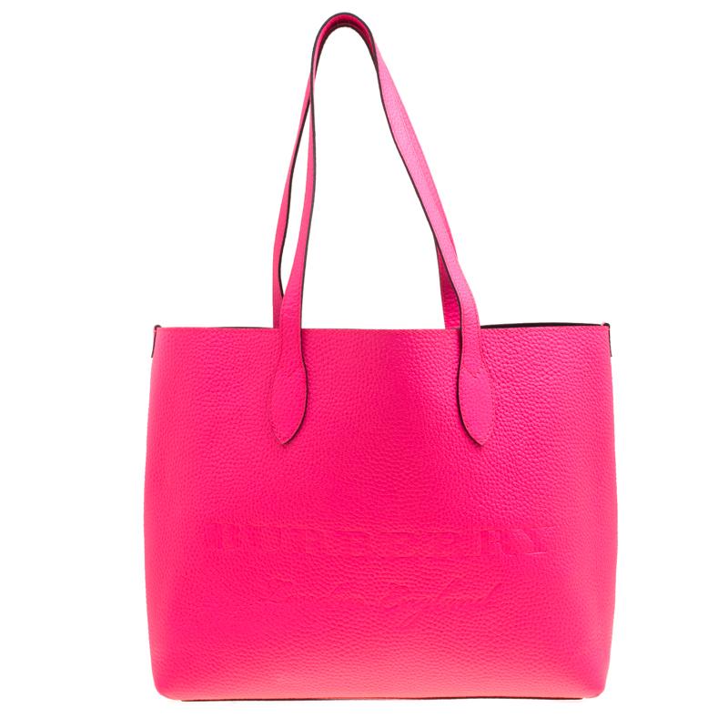 Burberry Neon Pink Leather Remington Shopper Tote 3