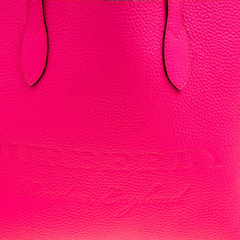 Burberry Neon Pink Leather Remington Shopper Tote 2