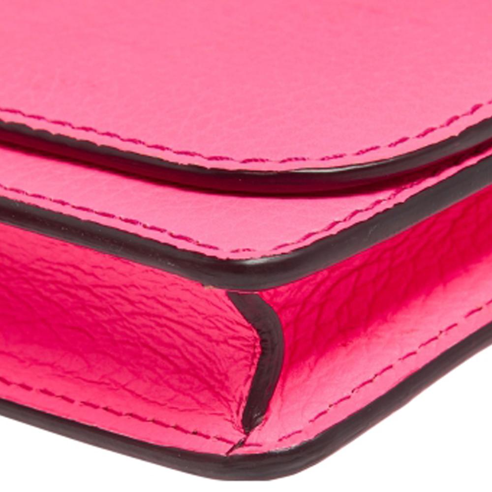 Women's Burberry Neon Pink Logo Embossed Leather Hampshire Crossbody Bag