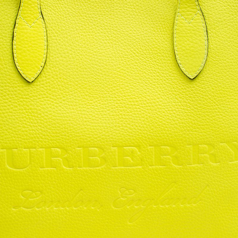 Burberry Neon Yellow Leather Remington Shopper Tote 4