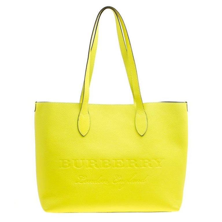 Burberry Neon Yellow Leather Remington Shopper Tote at 1stDibs | burberry  neon tote