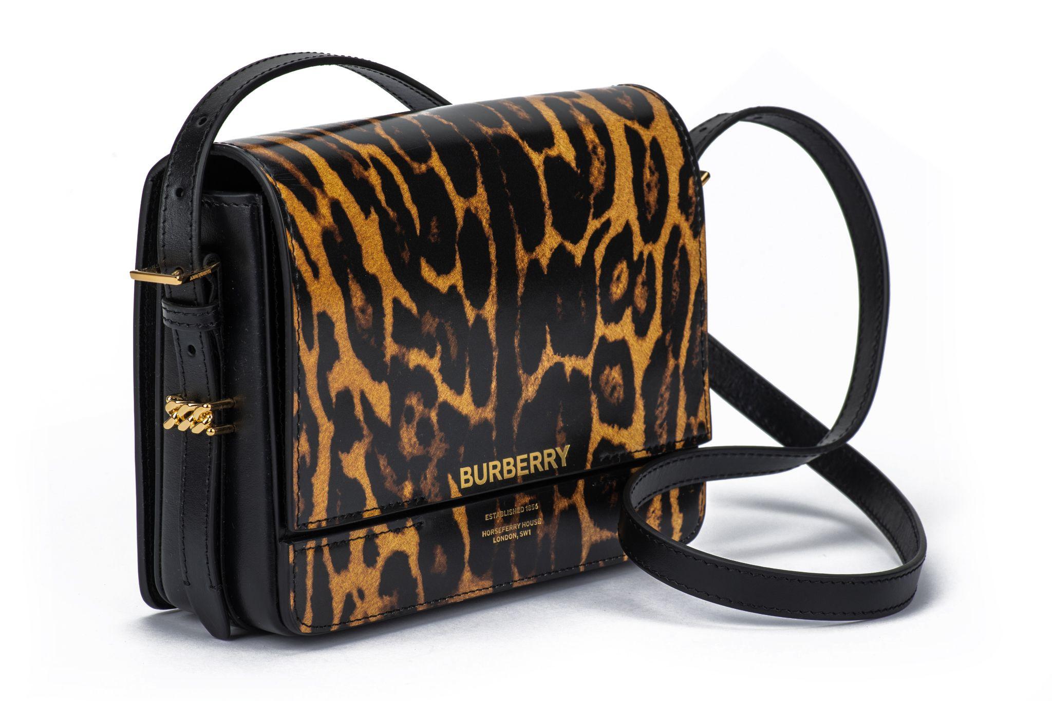 Black Burberry New Cheetah Print Grace Bag For Sale