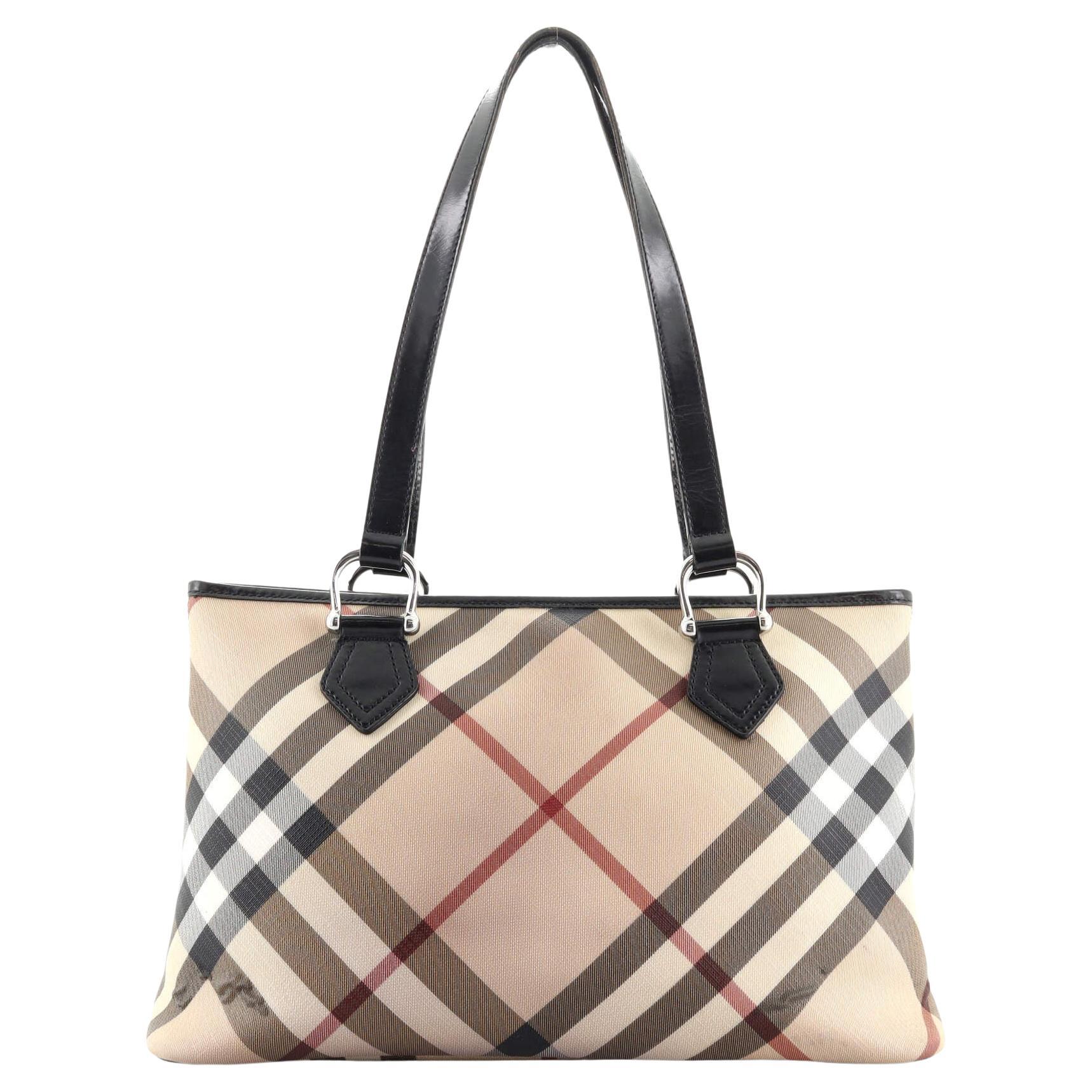 Burberry Nickie Tote Nova Check Coated Canvas Small at 1stDibs ...