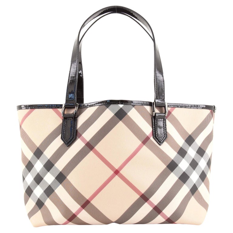 Burberry Nickie Tote Nova Check Coated Canvas Small at 1stDibs