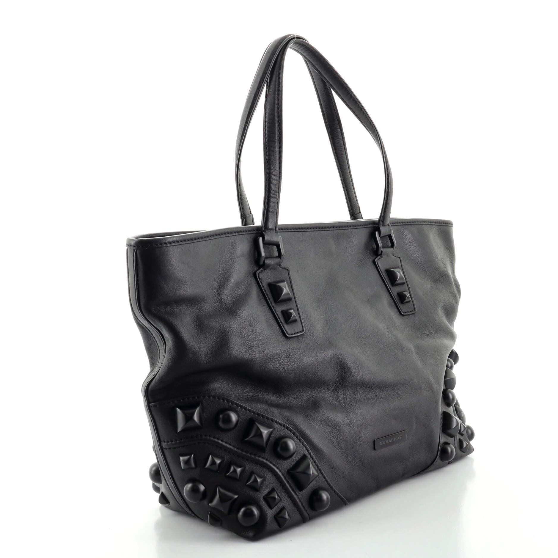 Black Burberry Nickie Tote Studded Leather Medium