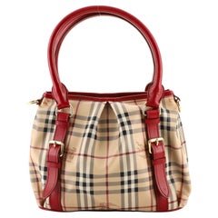 Burberry Northfield Convertible Tote Haymarket Coated Canvas Small