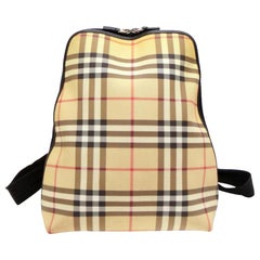 Vintage Burberry Nova Check 230970 Beige Coated Canvas Backpack