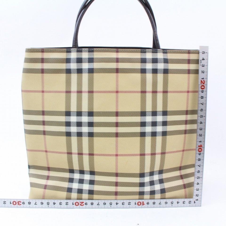 Burberry Nova Check 869055 Beige Coated Canvas Tote For Sale 1