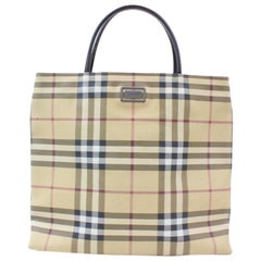 Vintage Burberry Nova Check 869055 Beige Coated Canvas Tote