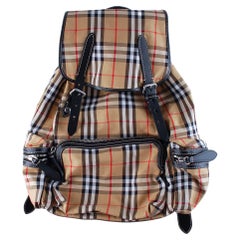 Burberry Nova Check Backpack Leather Details Men Bag Large