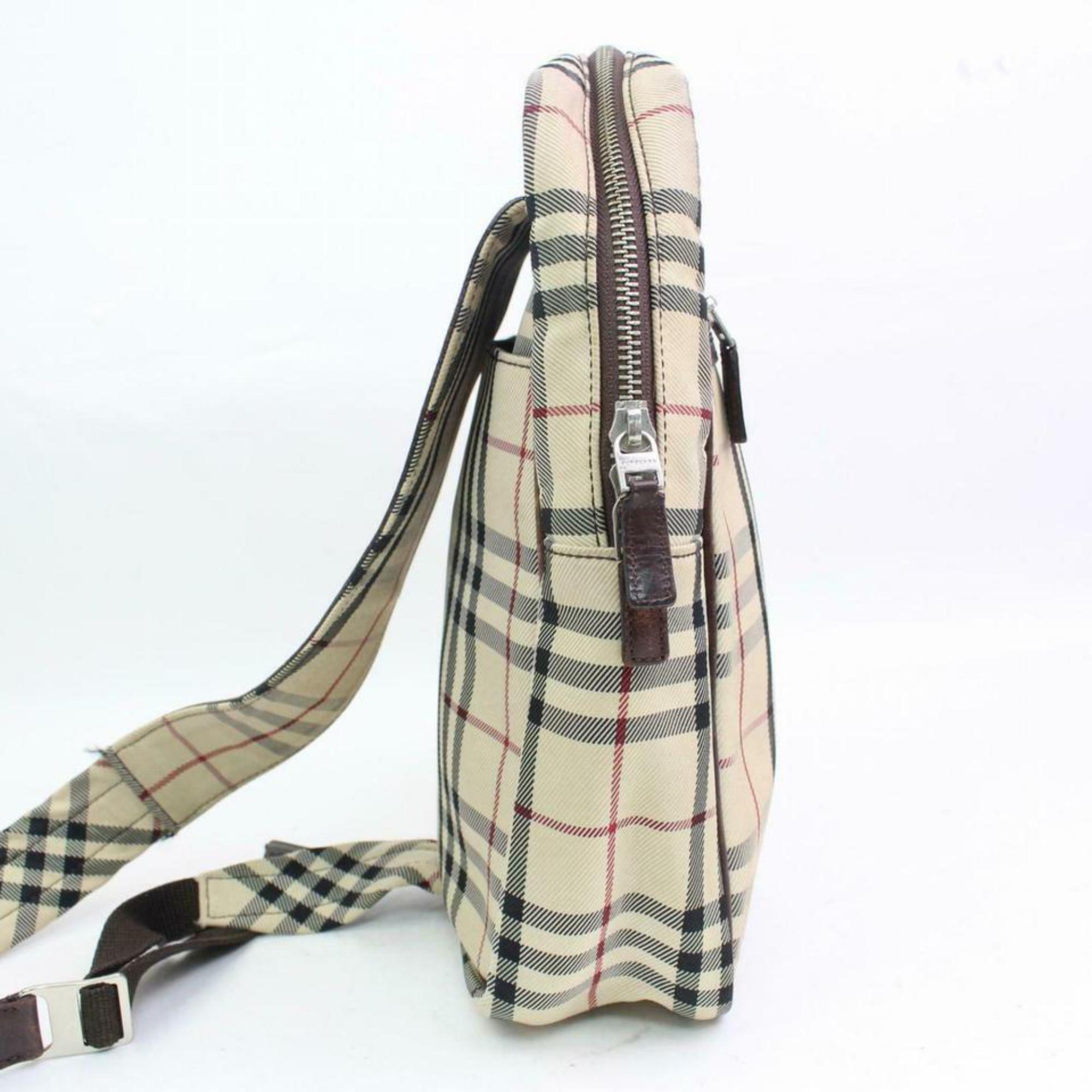 Burberry Nova Check Banana Hip Wait Bum 870629 Beige Canvas Cross Body Bag In Good Condition For Sale In Forest Hills, NY