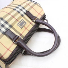 Burberry Nova Check Boston 869898 Beige Coated Canvas Satchel