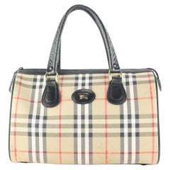 Vintage Burberry classic beige nova check speedy bag style handbag with  leather For Sale at 1stDibs