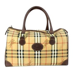 Burberry Nova Check Boston Duffle 231129 Brown Coated Canvas Satchel