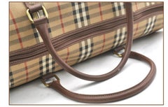 Burberry Nova Check Boston Duffle 866558 Beige Canvas Satchel