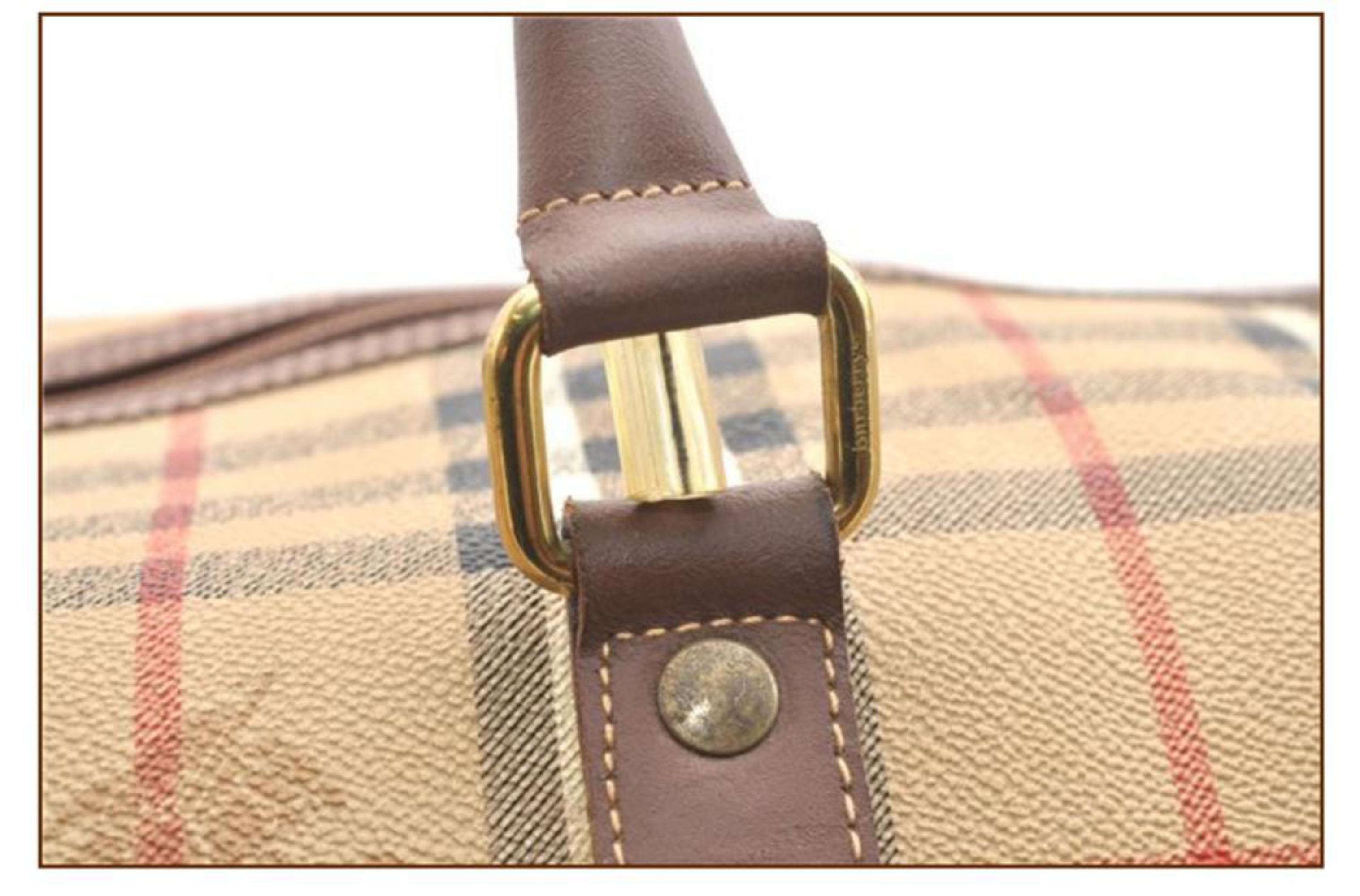 Burberry Nova Check Boston Duffle 866558 Beige Canvas Satchel For Sale 1