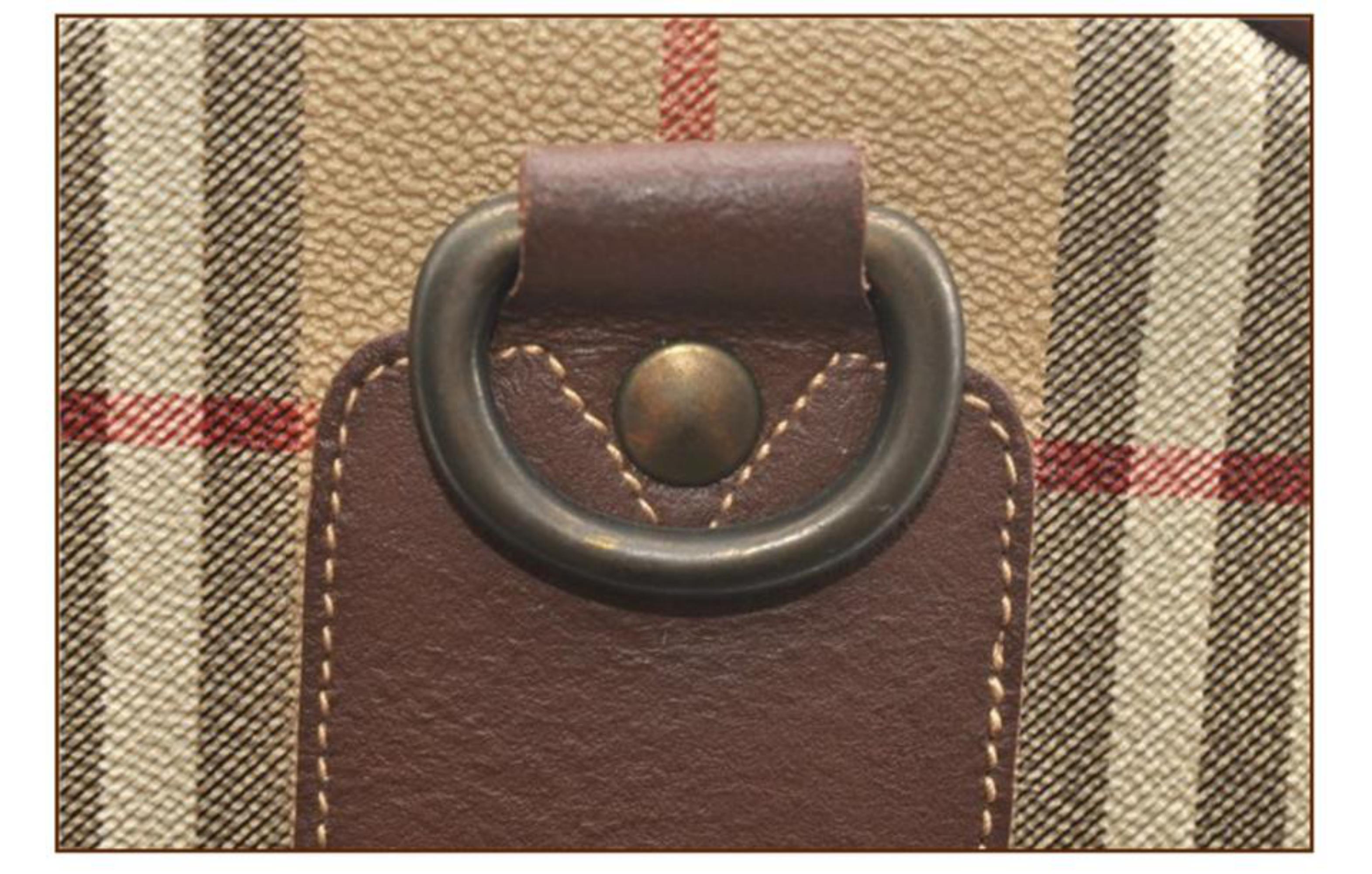 Burberry Nova Check Boston Duffle 866558 Beige Canvas Satchel For Sale 2