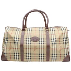 Burberry Nova Check Boston Duffle 870058 Beige Canvas Weekend/Travel Bag