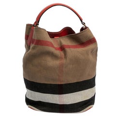 Burberry Nova Check Canvas und Leder Medium Ashby Hobo
