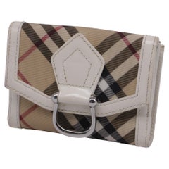 Burberry Nova-Check D-Ring Compact Wallet in Beige Canvas
