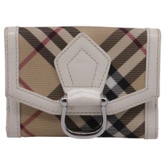 Burberry Nova-Check D-Ring Compact Wallet in Beige Canvas