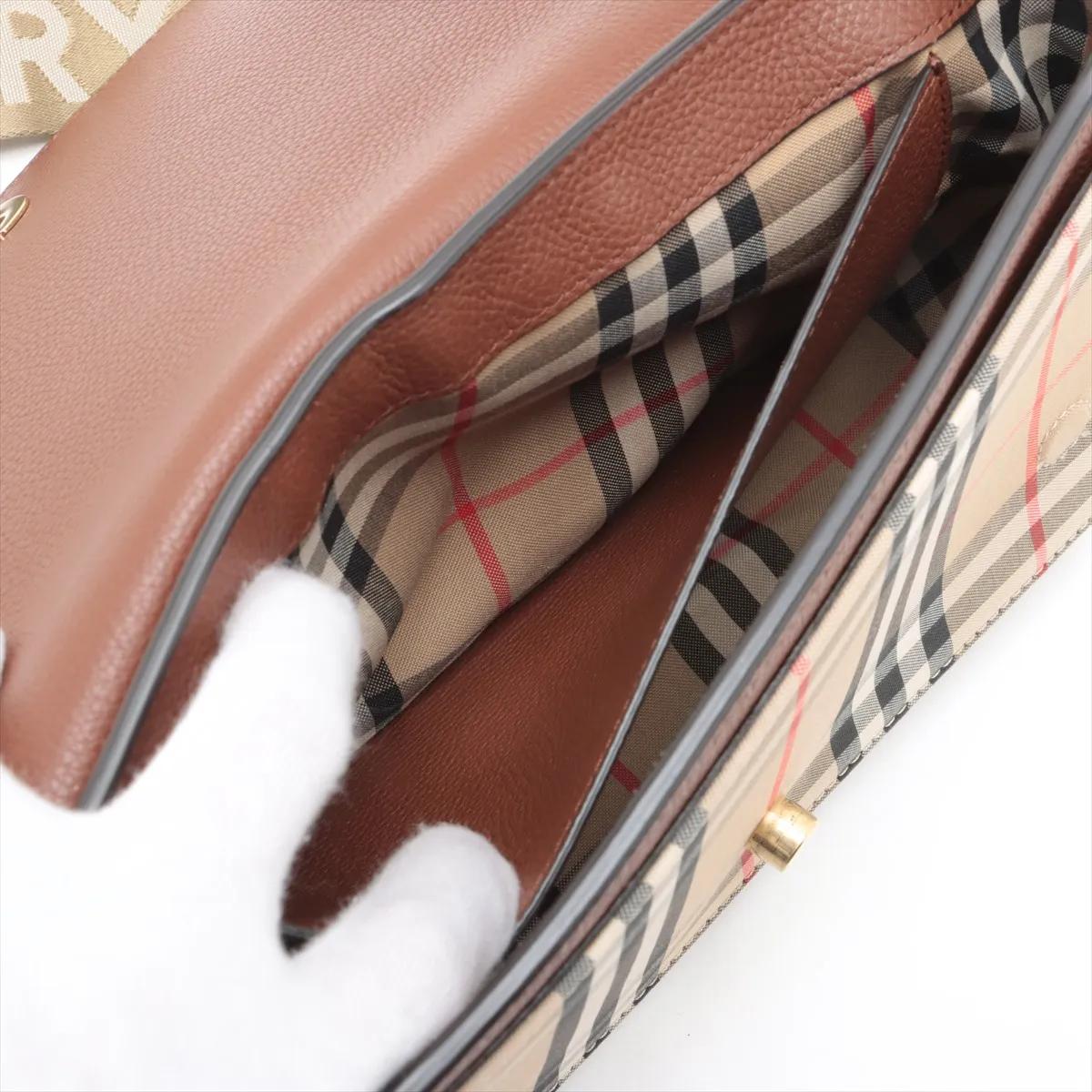 Burberry Nova Check Hampshire Shoulder Bag Brown en vente 3