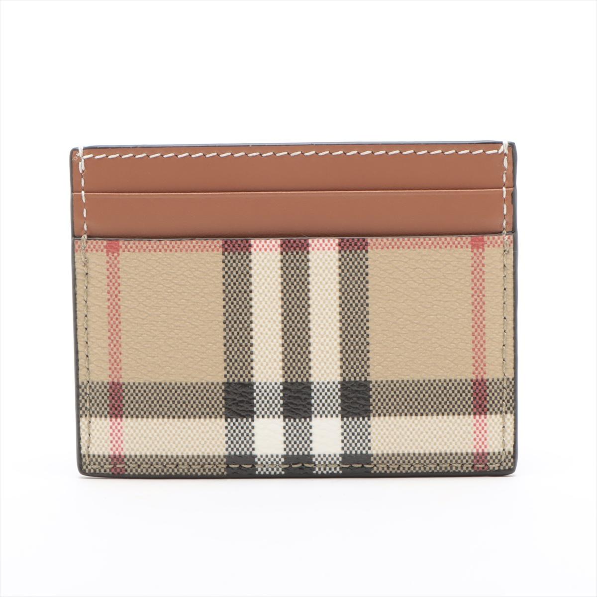 Burberry Nova Check Leather Card Case Beige×Brown In Good Condition In Humacao, PR