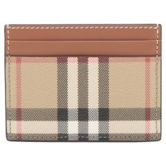 Burberry Nova Check Leather Card Case Beige×Brown
