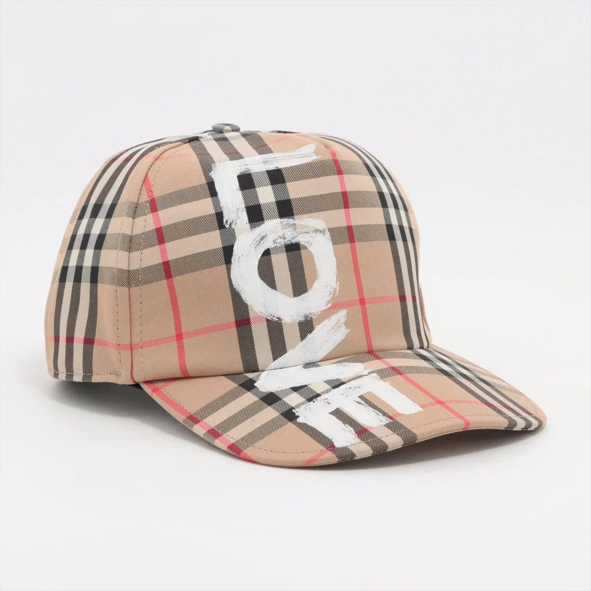 Burberry Nova Check Love Print Baumwollmütze Beige im Zustand „Gut“ im Angebot in Humacao, PR