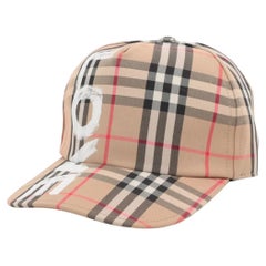 Burberry Nova Check Love Print Baumwollmütze Beige